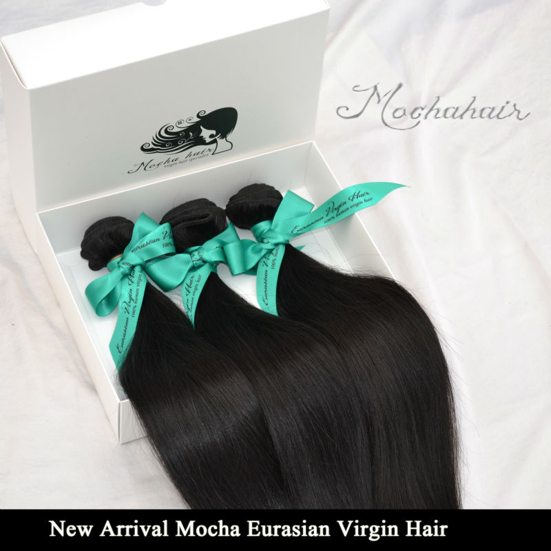 8A Grade Mix 4pcs/lot  New Arrival Mocha Hair Virgin Eurasian Hair, Straight Hair Extensions Remy Ha