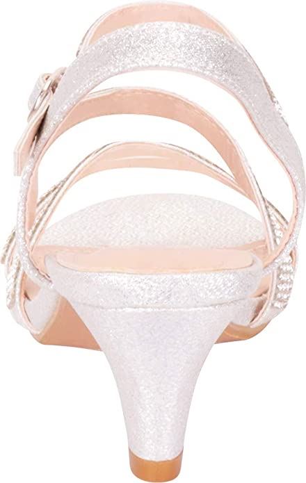 Women’s Strappy Crystal Rhinestone Mid Heel Dress Sandal