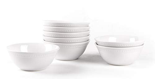 Pearl Dots Stoneware Dinnerware Set (56pc Set, White)