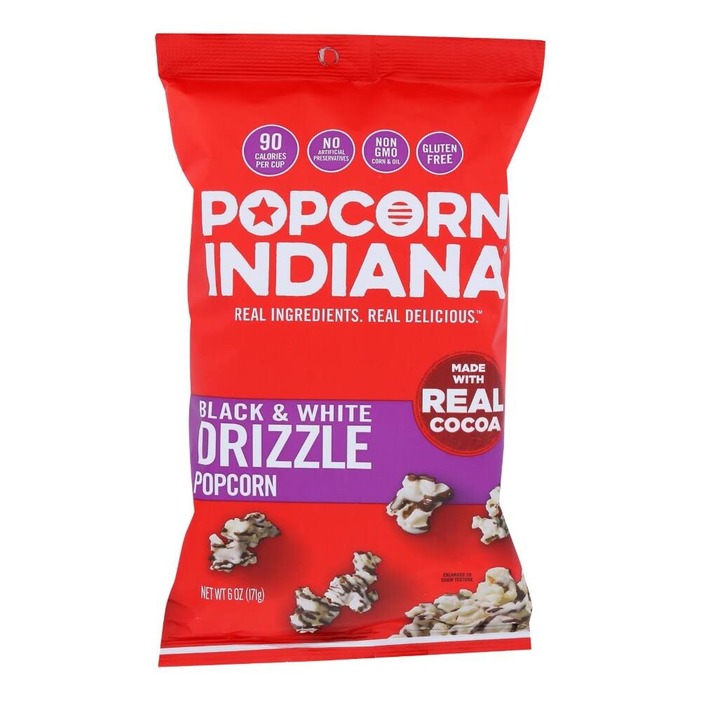 Popcorn Indiana Popcorn, Black White Drizzlecorn - 12 pack, 6 oz packages