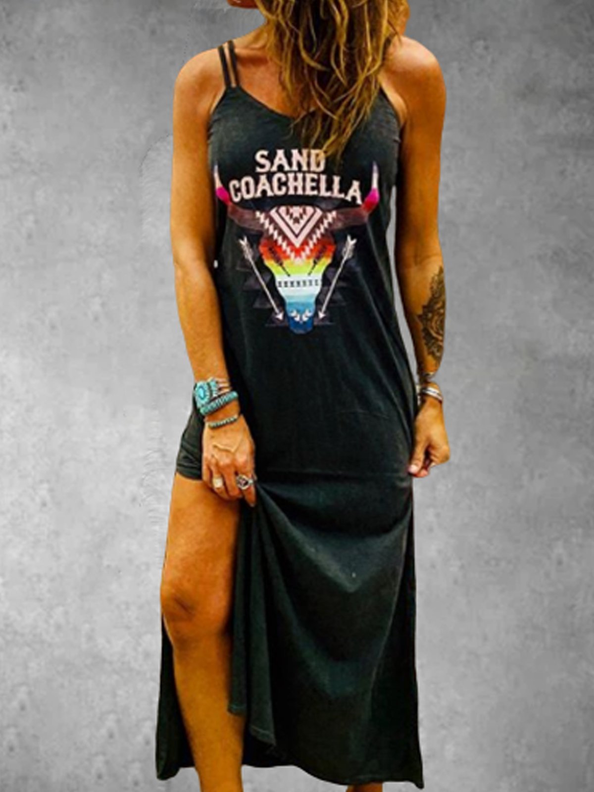 Black Spaghetti Casual Dresses