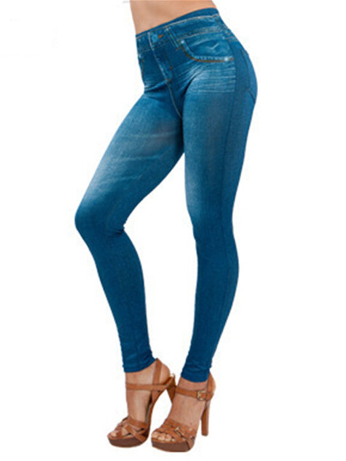 Sexy Plain Faux Demin Plus Size Pants