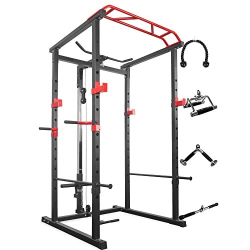 IFAST Power Cage with LAT Pulldown 1000 LBs Capacity Power Rack Weight Cage, Strength Training Powerlifting Equipment