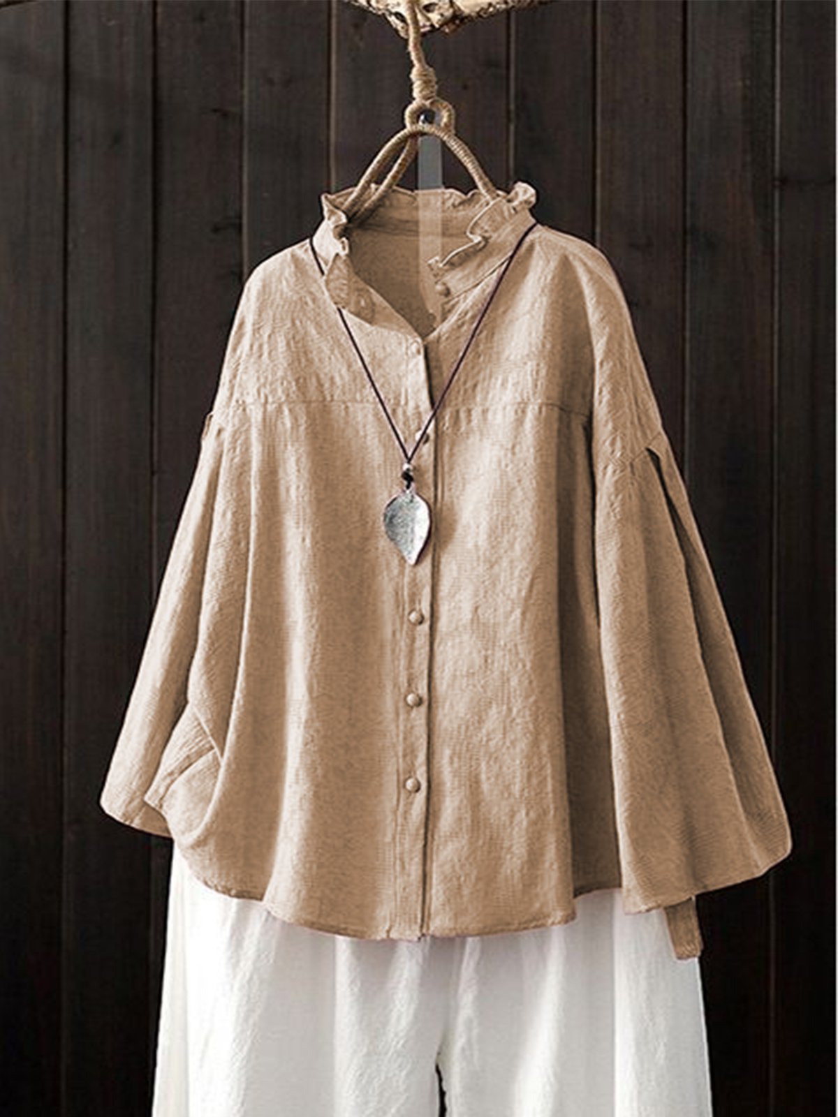 Linen Long Sleeve Sweet Shirts & Tops