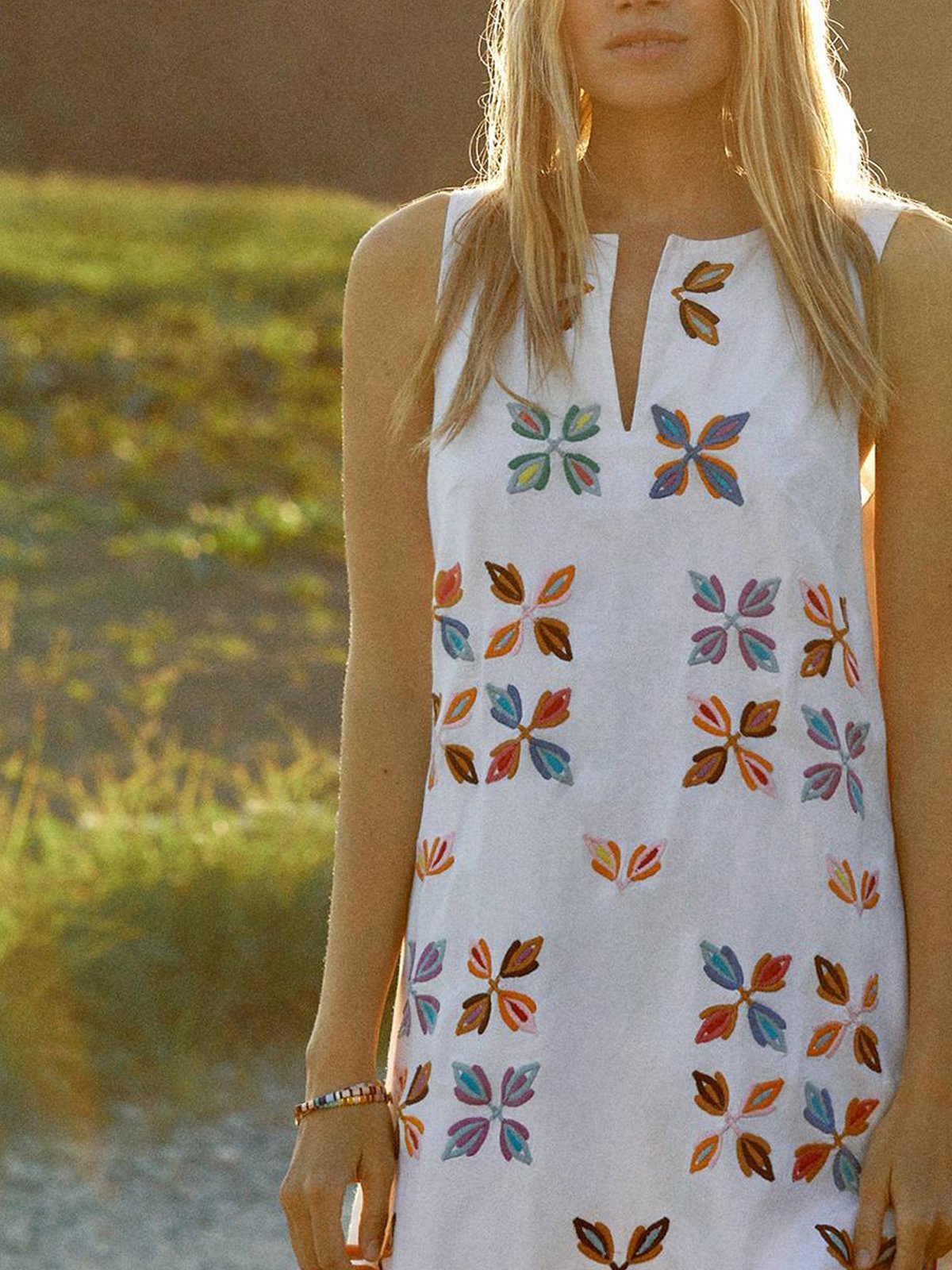 Casual Western V-neck vintage sleeveless dress