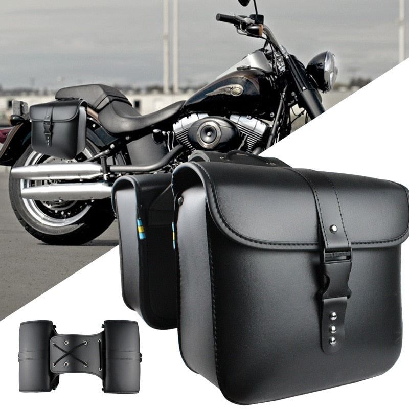 Universal Motorcycle Bag Motorcycle Saddlebags Side Tool Bag Luggage PU Leather Waterproof