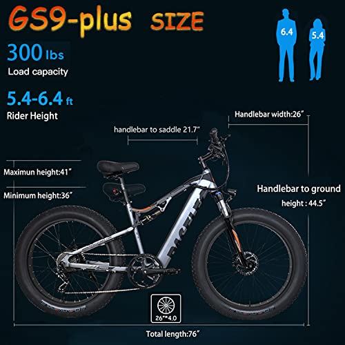 Electric Mountain Bike, 4.0 Fat Tire E-Bike with 48V 14.5ah Lithium Battery