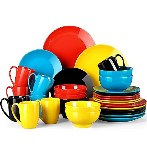 32-Piece Dishes Dinner Sets, Dinner Plates, Dessert Plates, Bowls and Mugs