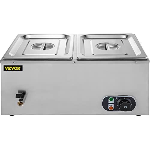 2-Pan Commercial Food Warmer 1200W Electric Countertop Steam Table