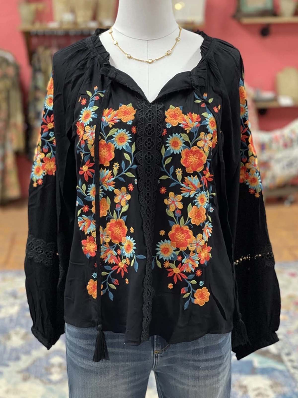 Long Sleeve Cotton-Blend Casual Shift Shirts & Tops