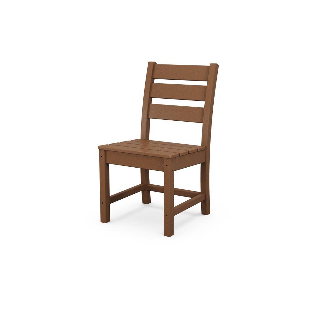 POLYWOOD Grant Park Teak Side Stationary Plastic Outdoor Dining Chair