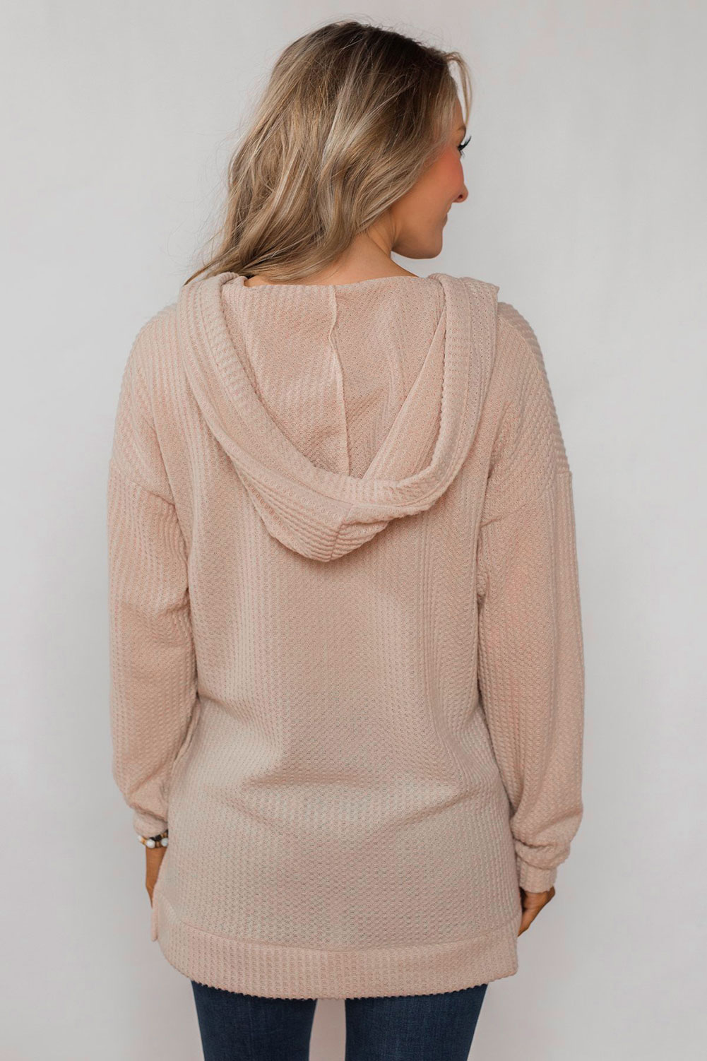 Apricot Sweet Dream Thermal Knit Hoodie Outwear?test