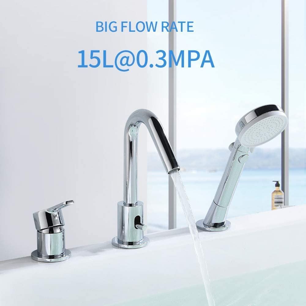 Bathtub Filler Faucet, 3-Hole Deck-Mount Bathtub Faucet Mixer Faucet
