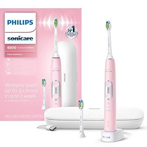 Electric Toothbrush with Charging Travel Case and Extra Brush Head, Pastel Pink