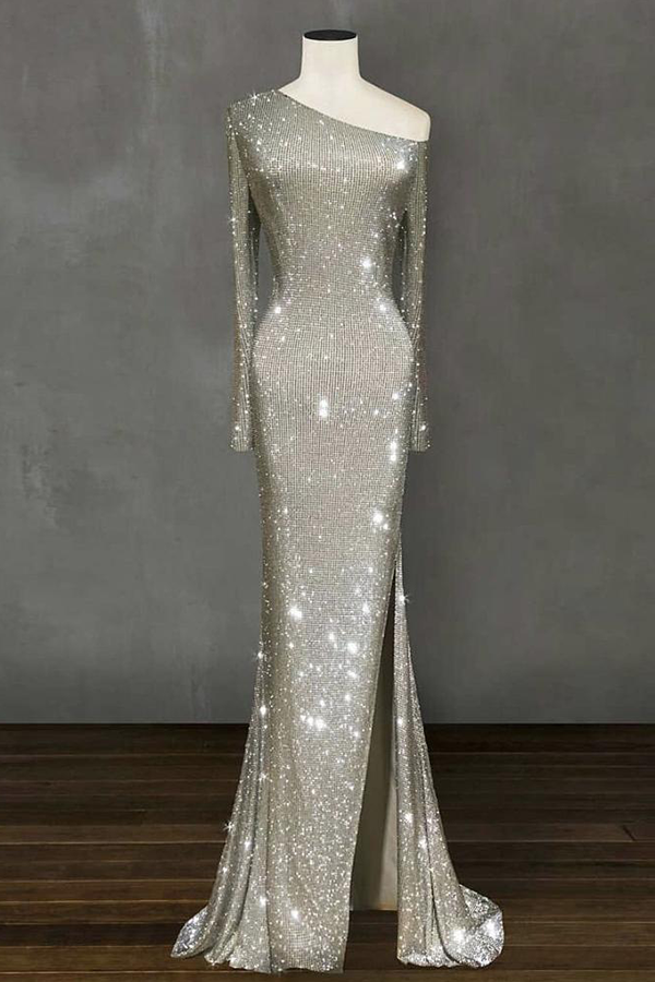 One-Shoulder Irregular Long Evening Dress