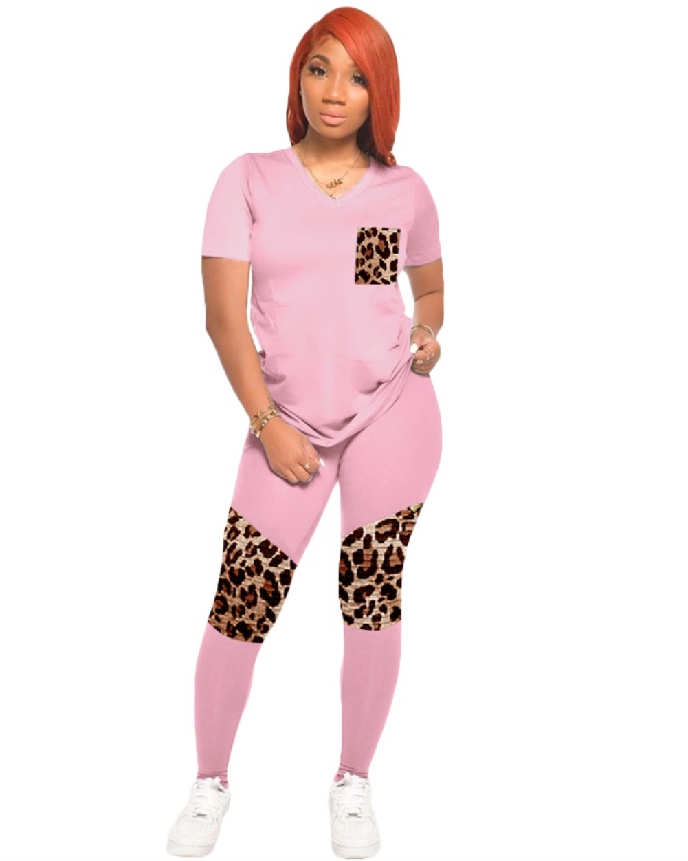 Summer Casual Leopard Print Shirt and Pants Set