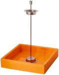 Paper Towel Holder – Orange Rubber Wood Base, Silver Finish Stand