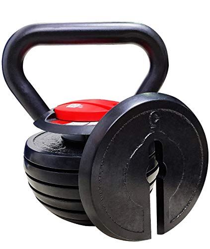 Bibowa Adjustable Kettlebell Weights Sets Cast Iron 10-40 lb Kettlebells for Home Gym- Red & Black