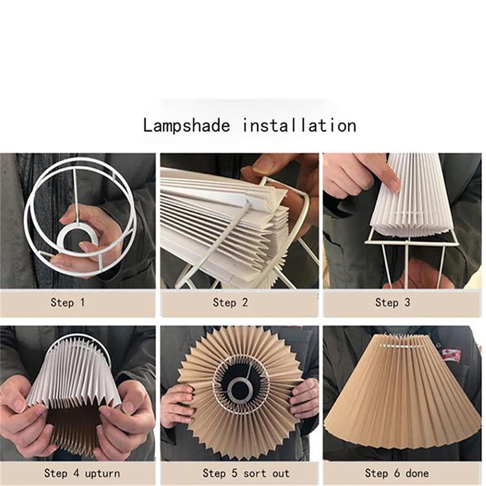 Bedside Lamps Japan Style Green Table Lamps with White Brown Pleated Fabric Shade