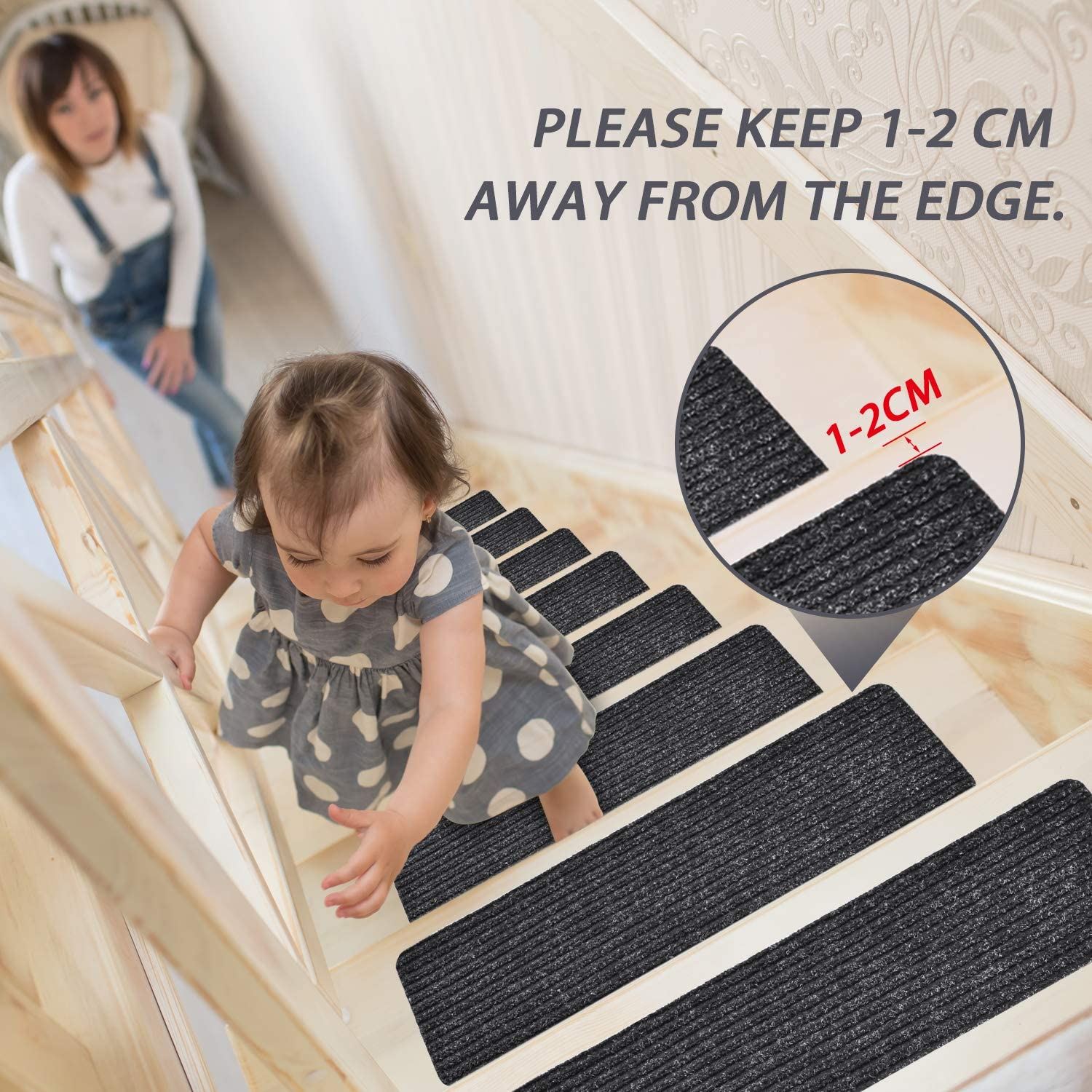 MBIGM 8′�?X 30′�?(15 in Pack) Non-Slip Carpet Stair Treads Non-Skid, Brown