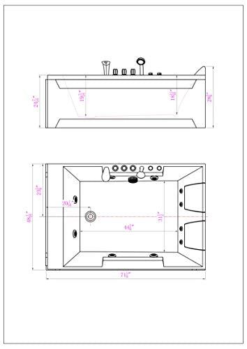 Hydromassage Rectangular Water Jets Alcove Soaking SPA Double Ended