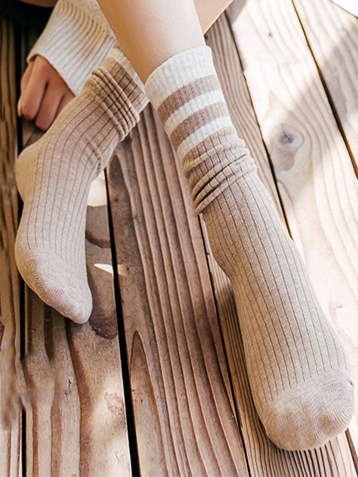 Vintage Casual Stripes Breathable Warm Cotton Socks