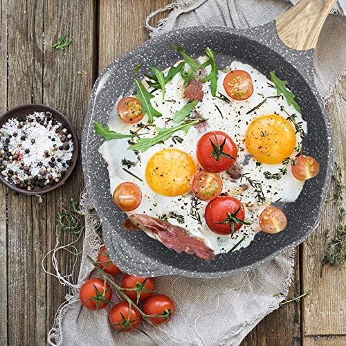 Nonstick, Induction Granite Coating Cookware Sets 18 Pieces with Frying Pan