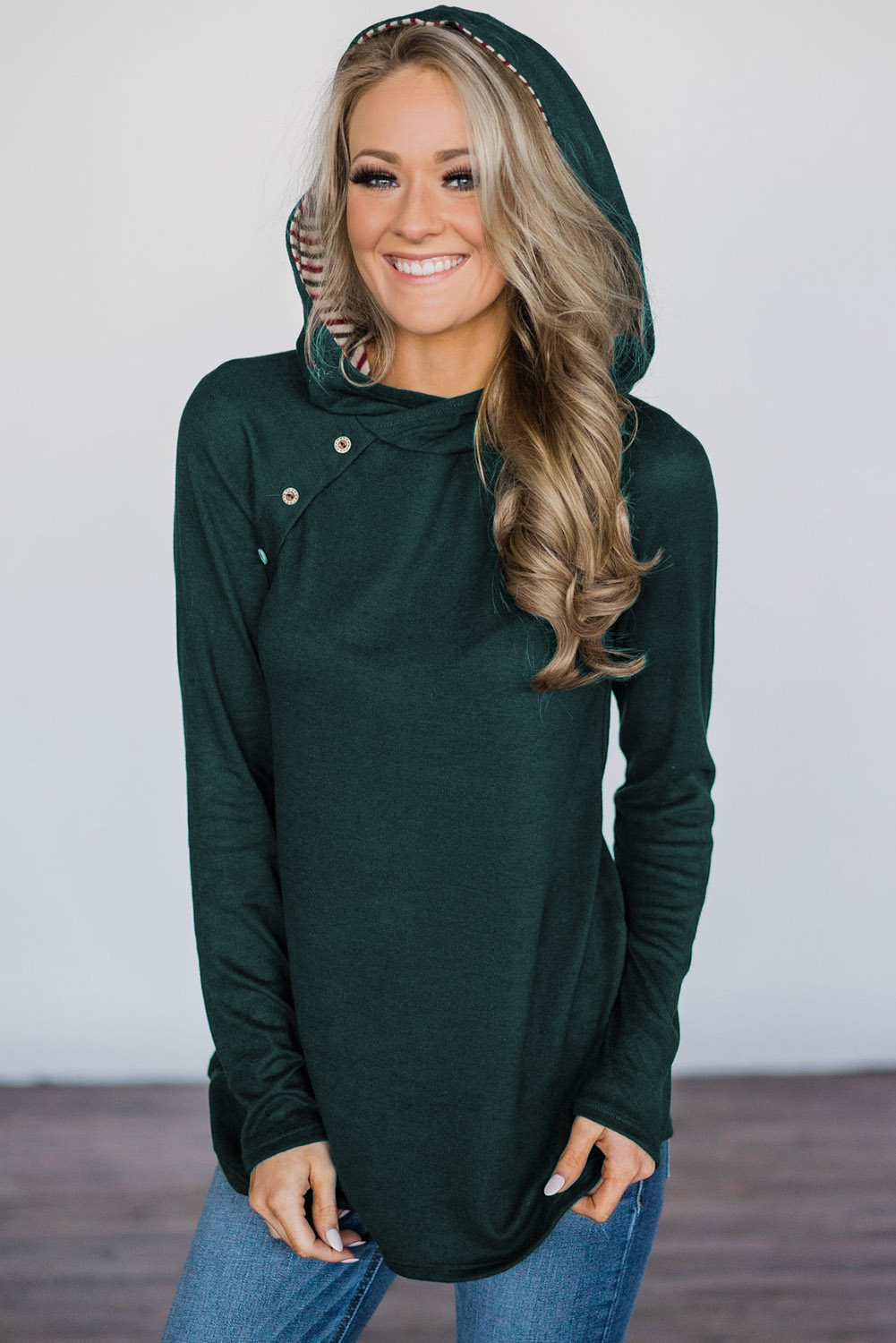 Green Pine&Candy Cane Striped Hoodie