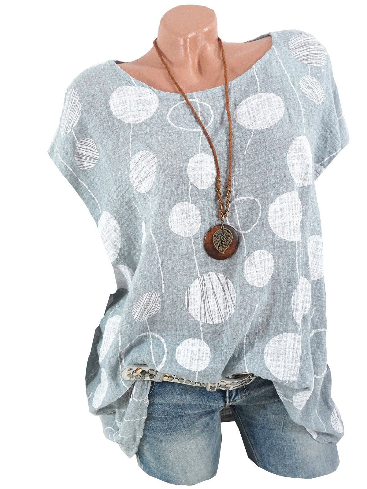 Batwing Polka Dots Cotton T-Shirts