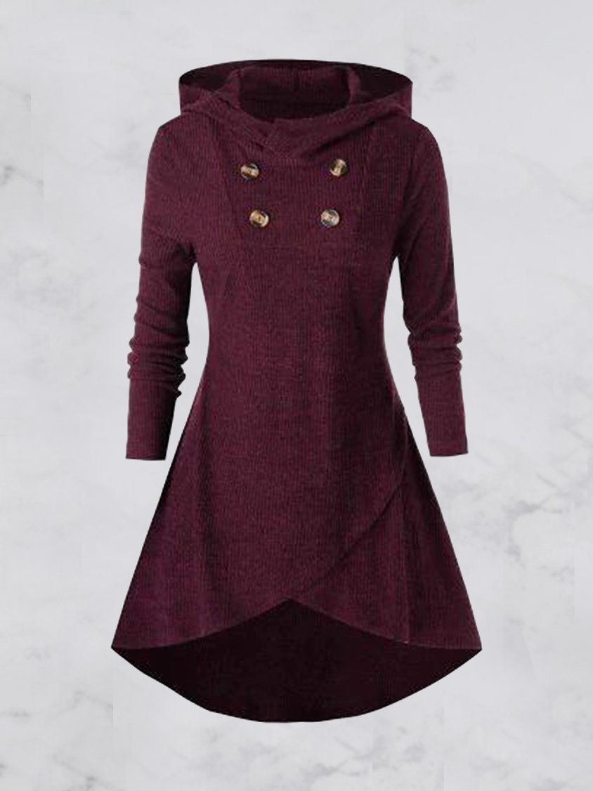 Red Hoodie Cotton Long Sleeve Dresses