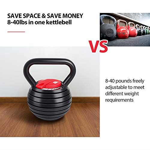 Kettlebell Weight Set, TopMade Cast Iron Adjustable Kettlebell Set Strength Training Exercise 10lb-40lb Kettle Ball