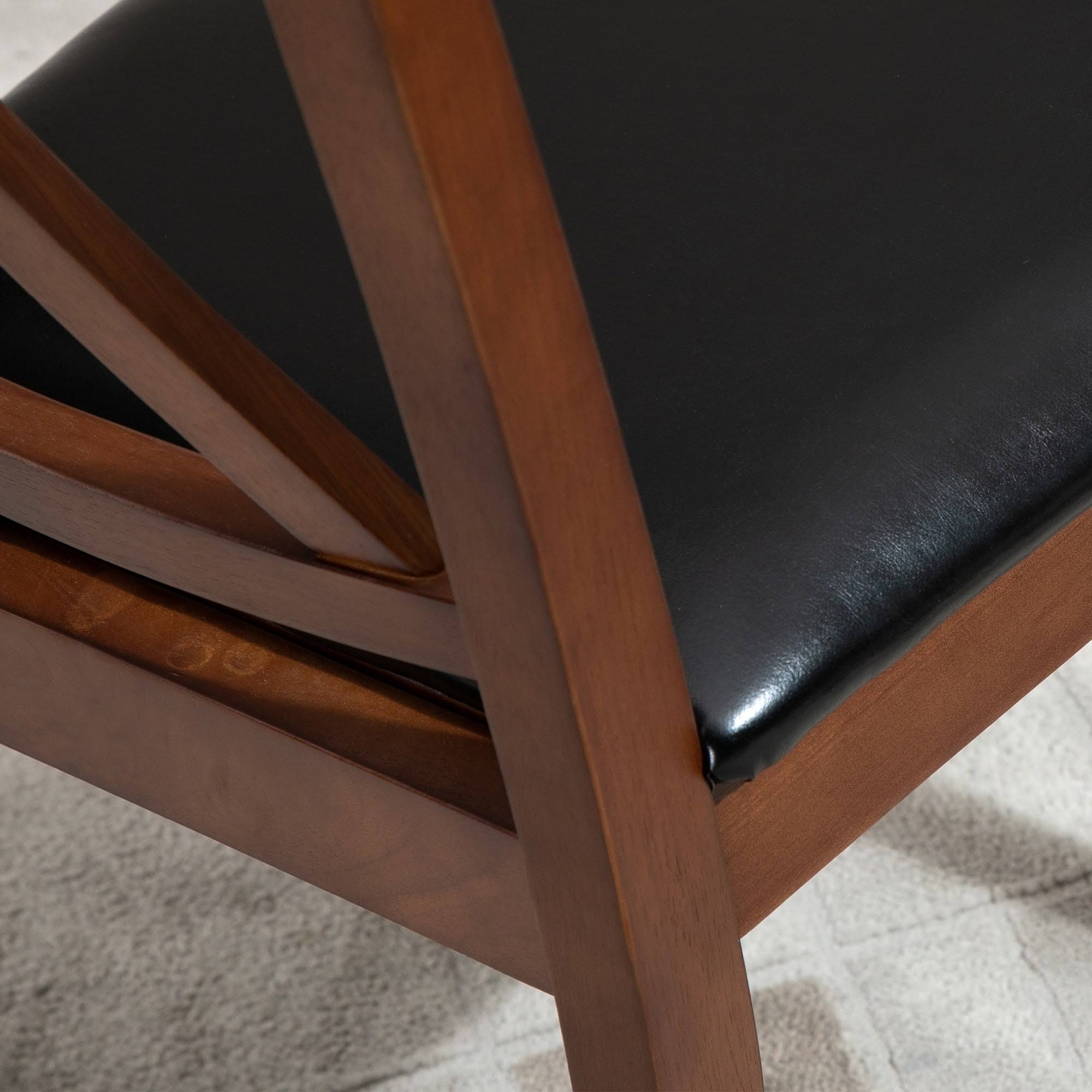 HOMCOM High Back Dining Chairs Set of 2 PU Upholstered Cross Back Design Armless Side Chairs with Solid Wood Legs Black