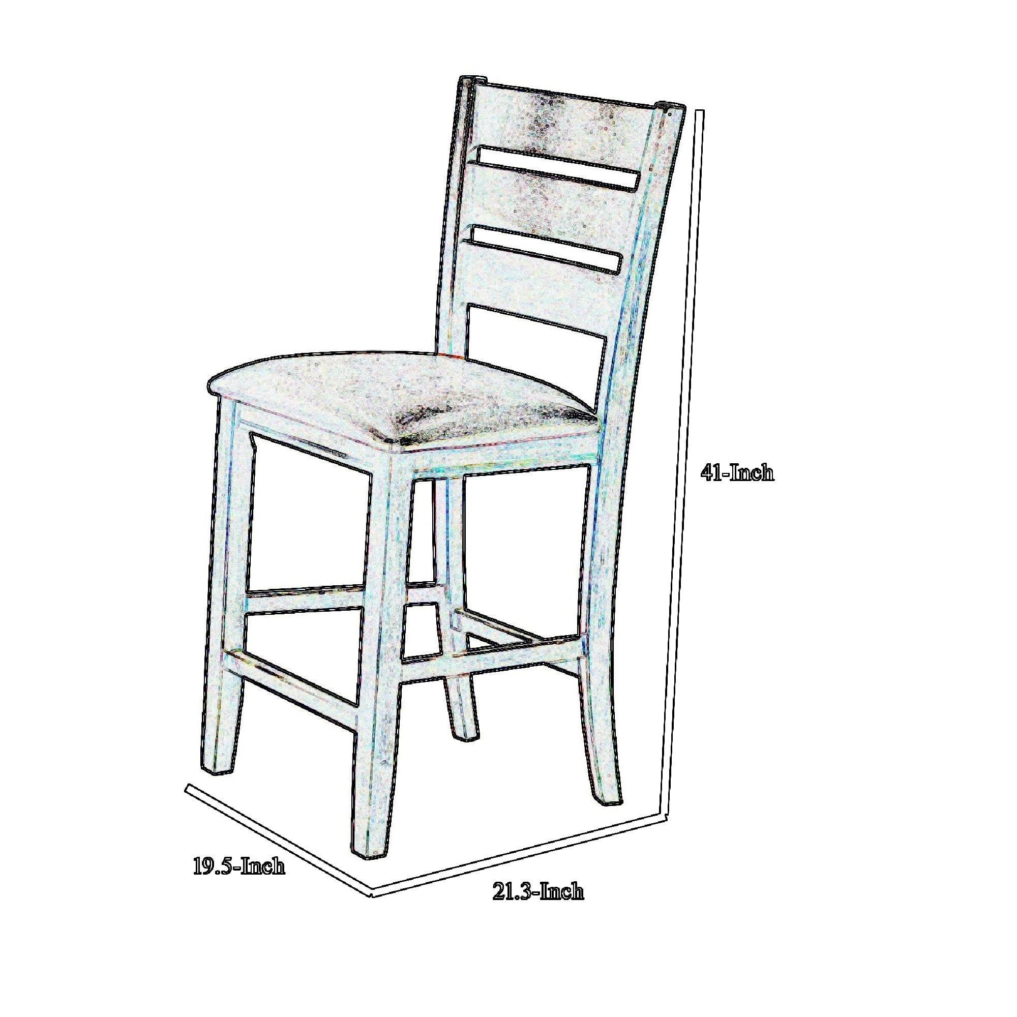 Leatherette Wooden Counter Chair with Ladder BACK, Set of 2, Brown