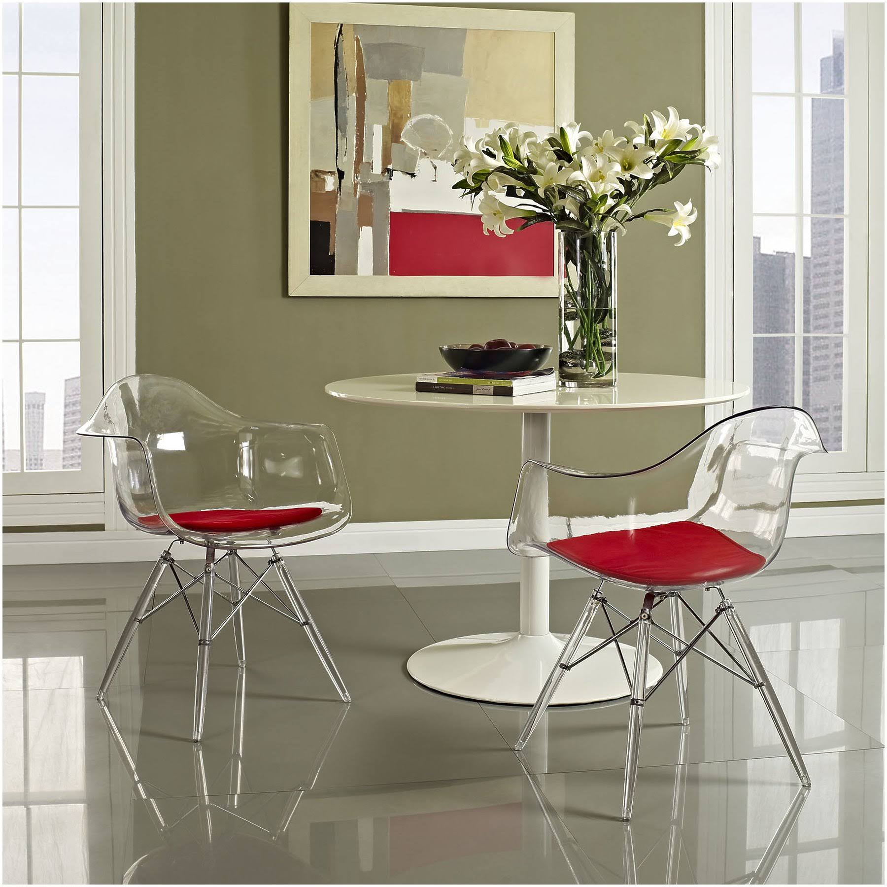 Modway Pyramid Dining Armchair, Red