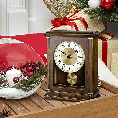 Bulova B1860 Vanderbilt Mantel Clock, Warm Walnut