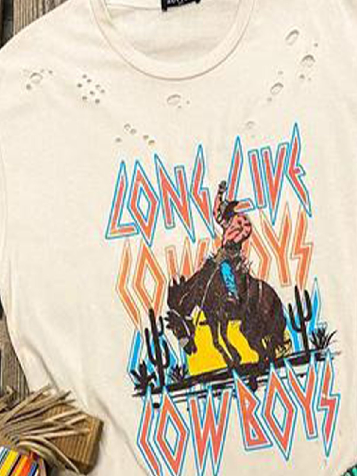 White Vintage Crew Neck Shirts & Tops