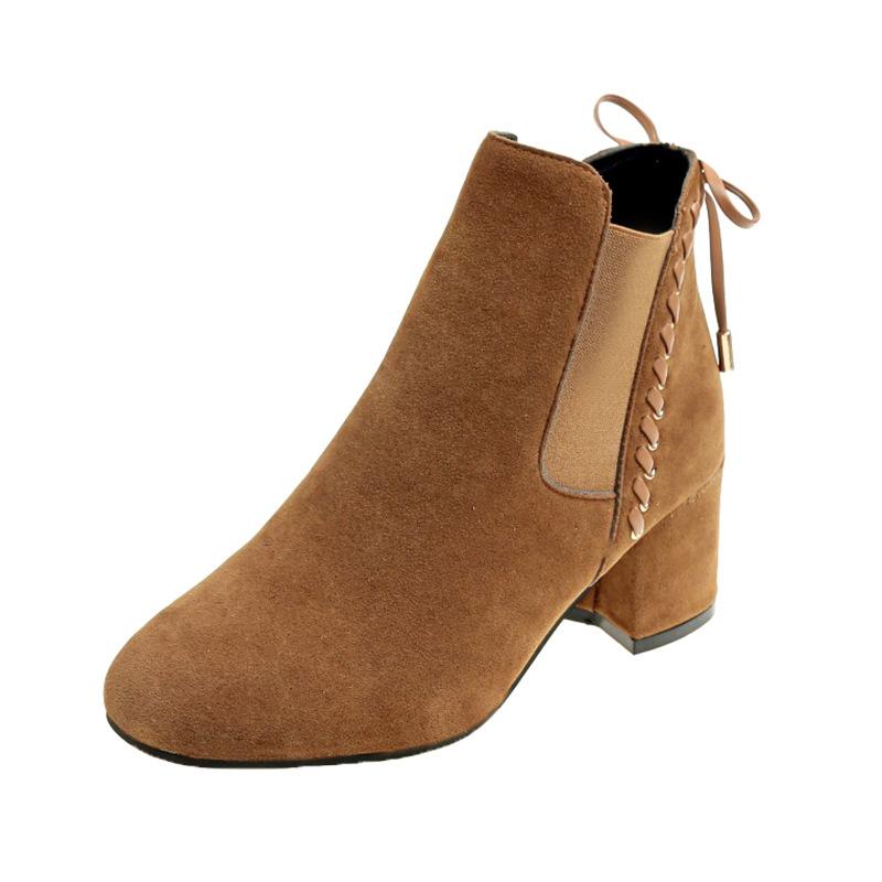 Women Chunky Heel Back Lace-up Suede Spring/Fall Daily Boots