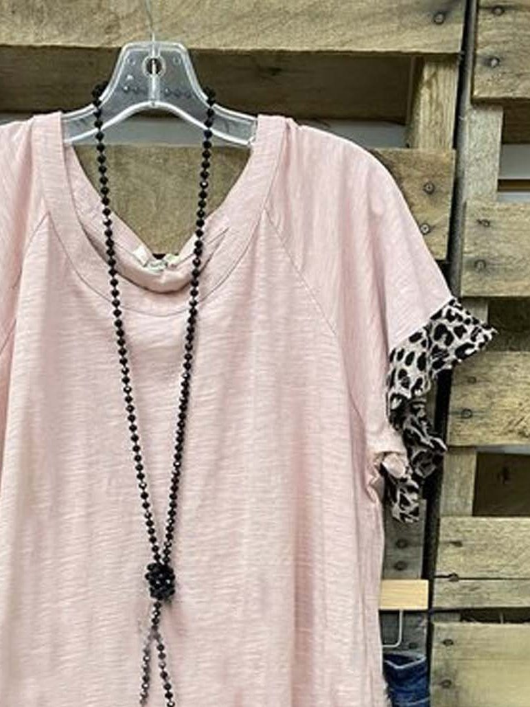 Cotton-Blend Short Sleeve Shirts & Tops