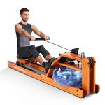 RUNOW Water Rowing Machine with LCD Monitor Water Rower Wooden Adjustable Resistance