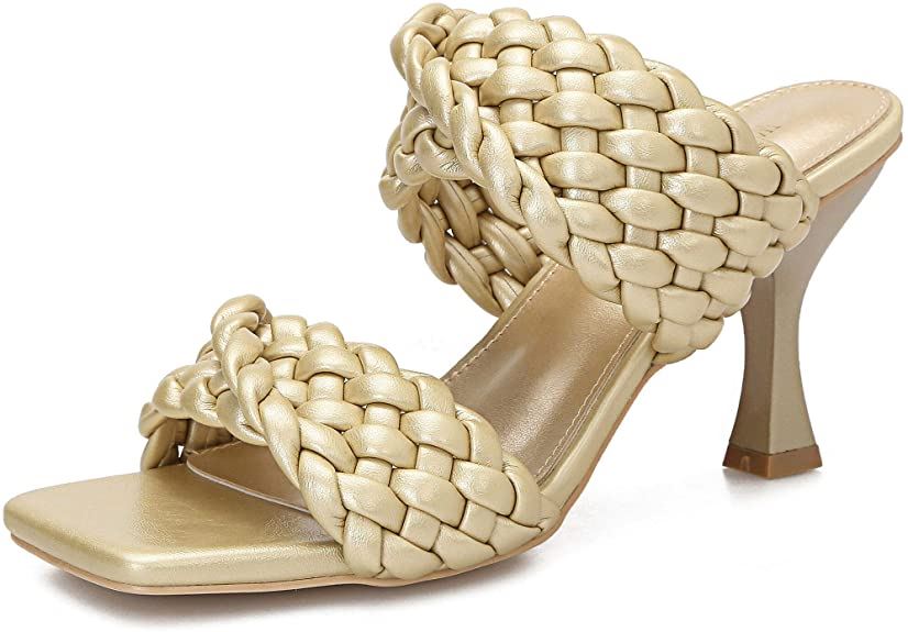 Women’s Stiletto Mules Sandals Slip On Square Open Toe