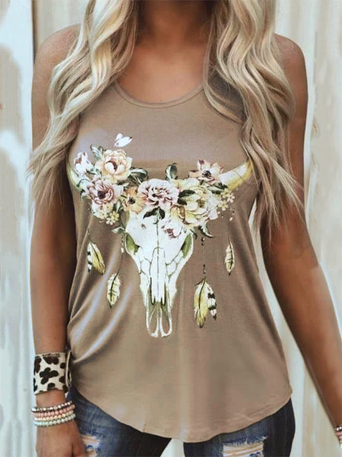 Printed Holiday Floral Shirts & Tops