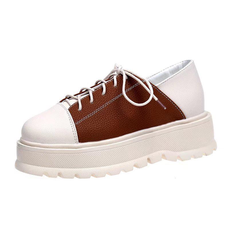 Brown All Season Casual PU Lace-up Oxfords