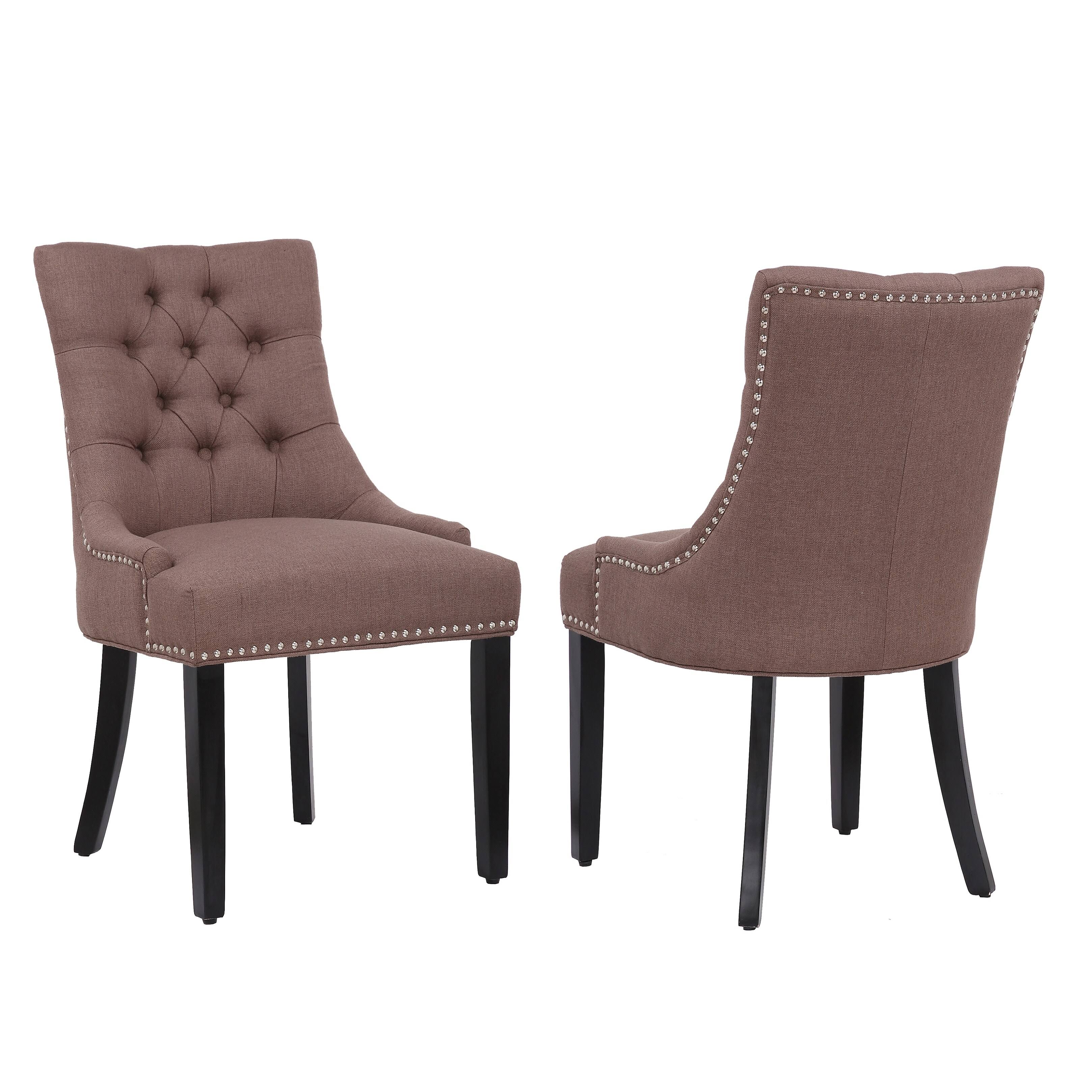 Upholstered Wingback Button Tufted Dining Chair, Set of 2 - Gray