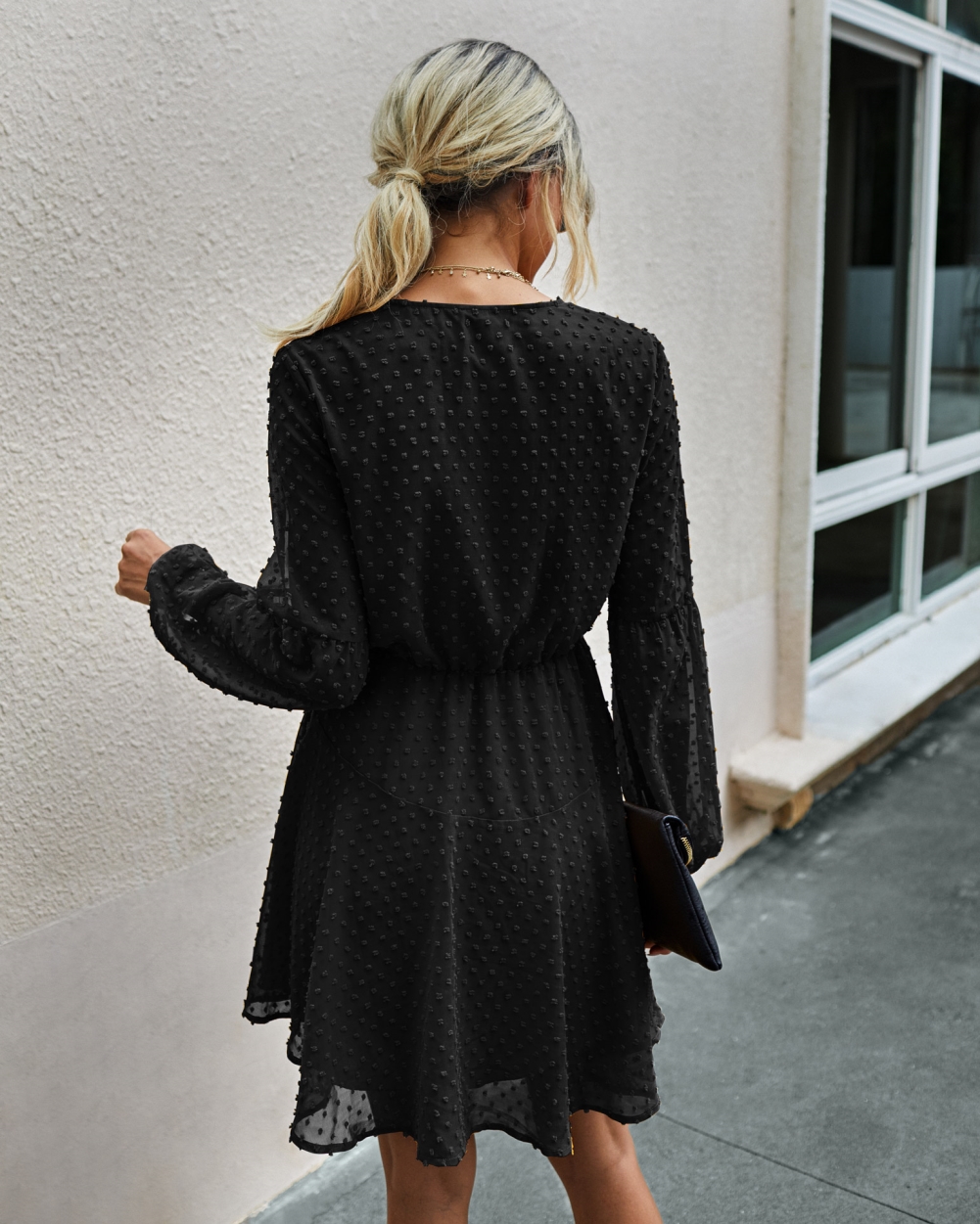 Western Long Sleeve V-Neck Skater Dress