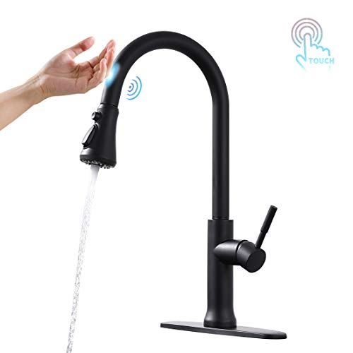 Touch Pull Down Single Handle Kitchen Sink Faucet with Hole Cover