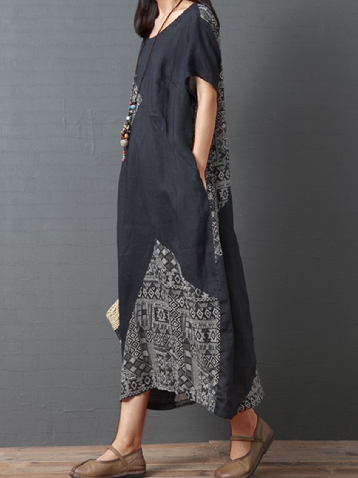 Summer Crew neck Daily Casual Cotton Dress