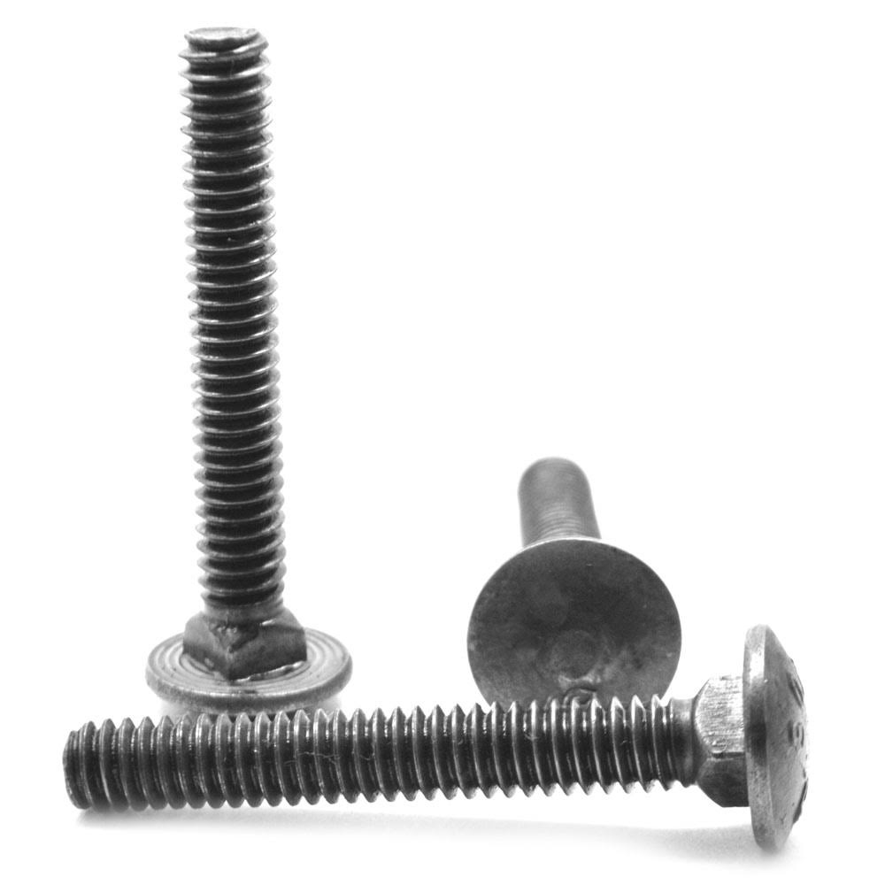 7/16 inch-14 x 3 inch (FT) Coarse Thread A307 Grade A Carriage Bolt Low Carbon Steel Plain Finish Pk 100