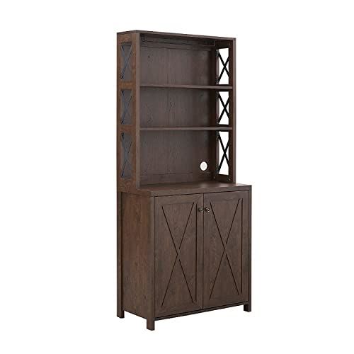 Elegant Mahogany Bar Cabinet | Kitchen Cabinet with Microwave Stand