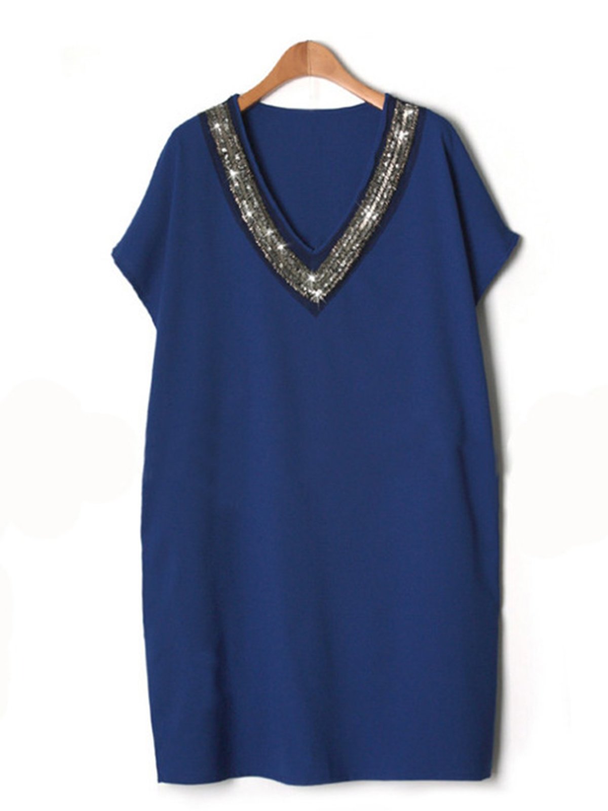 Plus Sizev Plain Casual Beaded Midi Dress