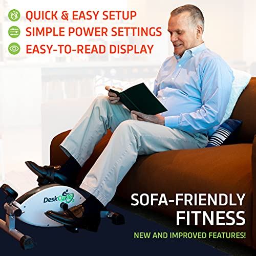 DeskCycle 2 Under Desk Bike Pedal Exerciser with Adjustable Leg �C Mini Exercise Bike Desk Cycle- White